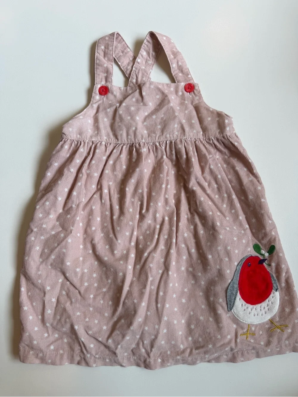 Baby Boden Robin Appliqué Jumper Dress